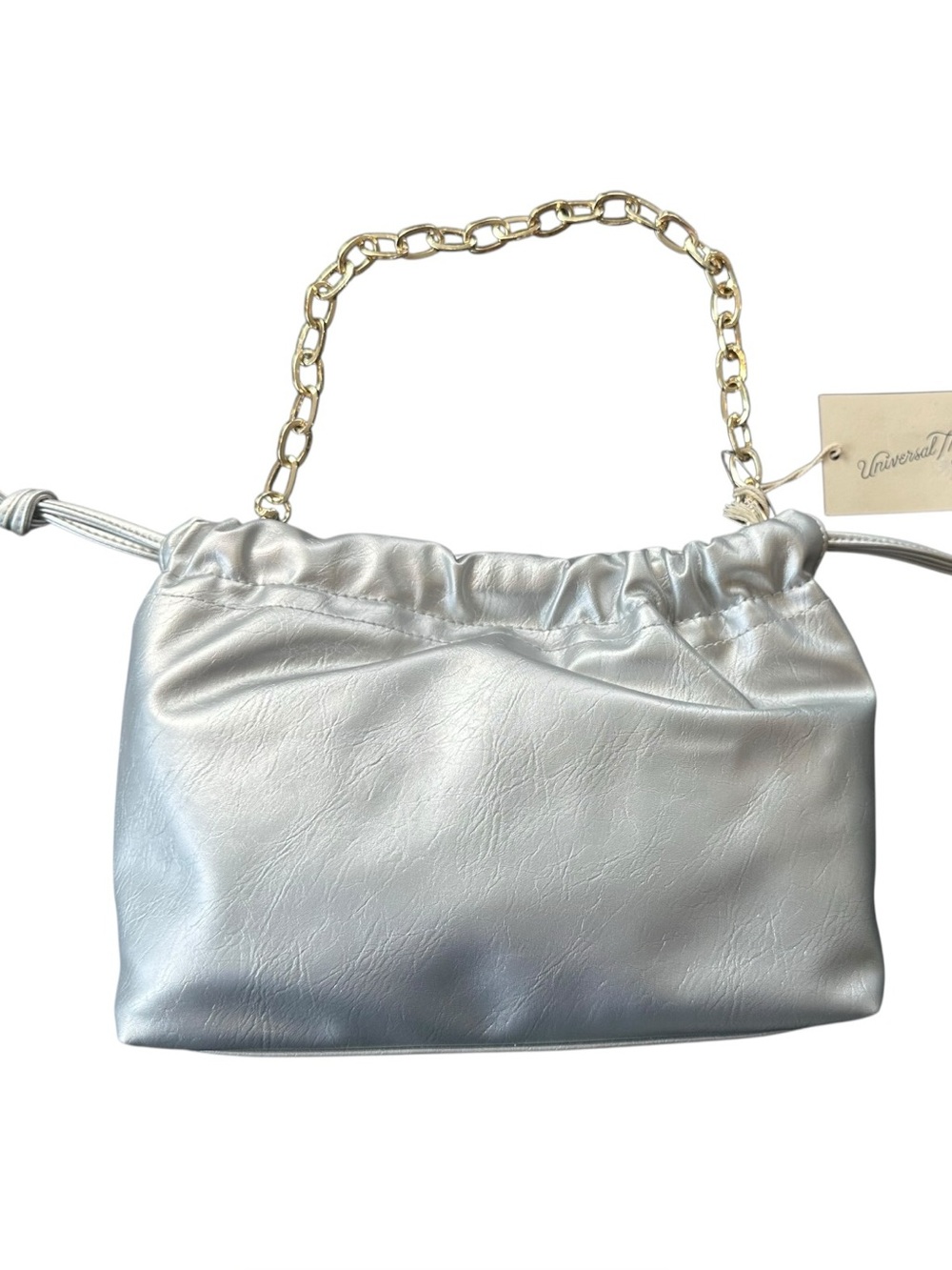 Universal Thread Silver Metallic Handbag Ruched Shoulder Purse Chain Strap New